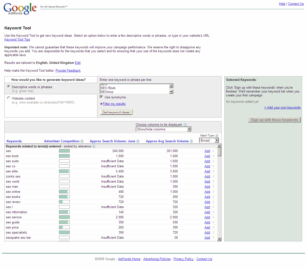 keyword search google tool