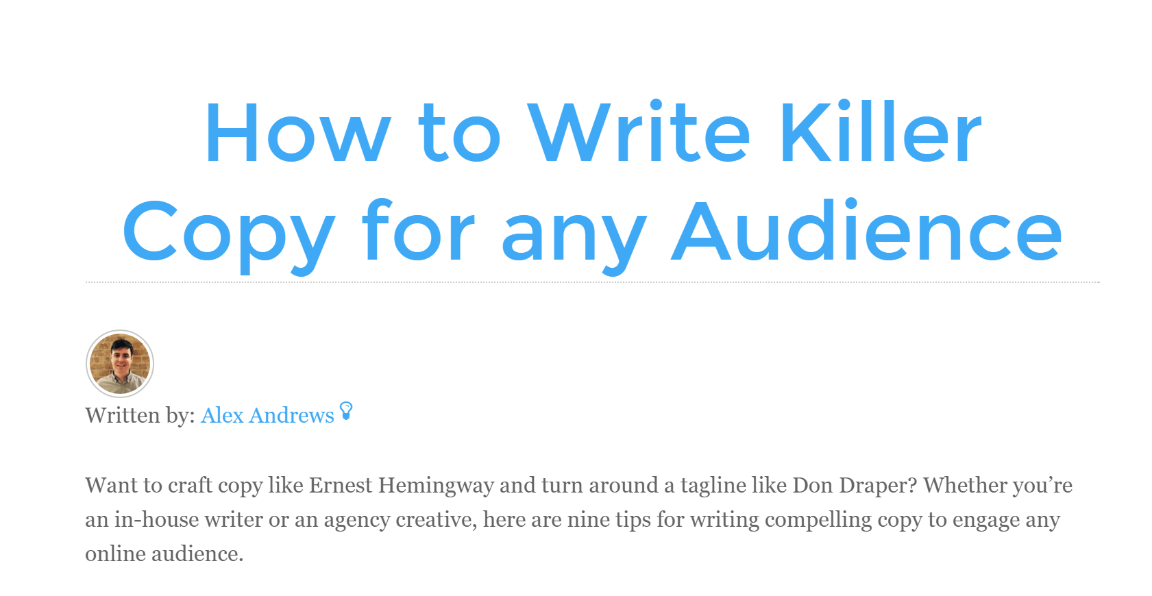 How to write killer copy