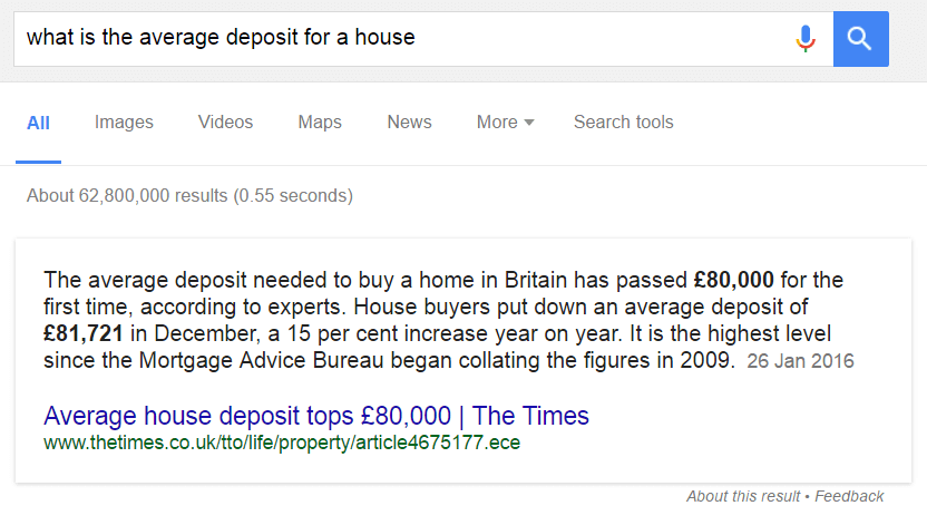 Google Answer Box - Deposit