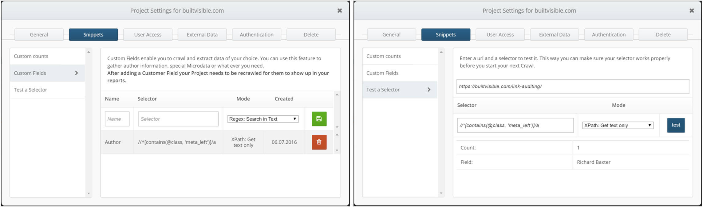 Custom Fields allows extraction via