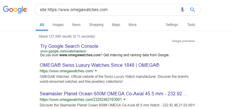 using the site operator in google search