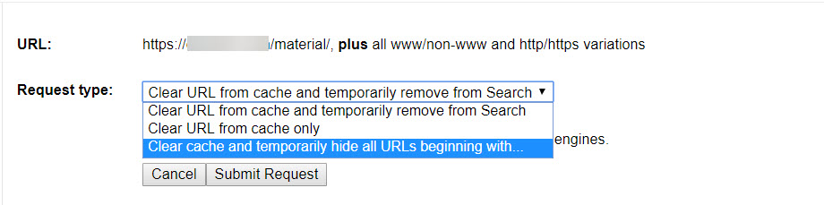 url removal in search console