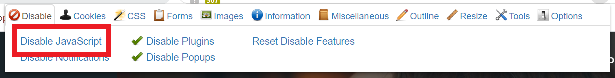 JavaScript disabled