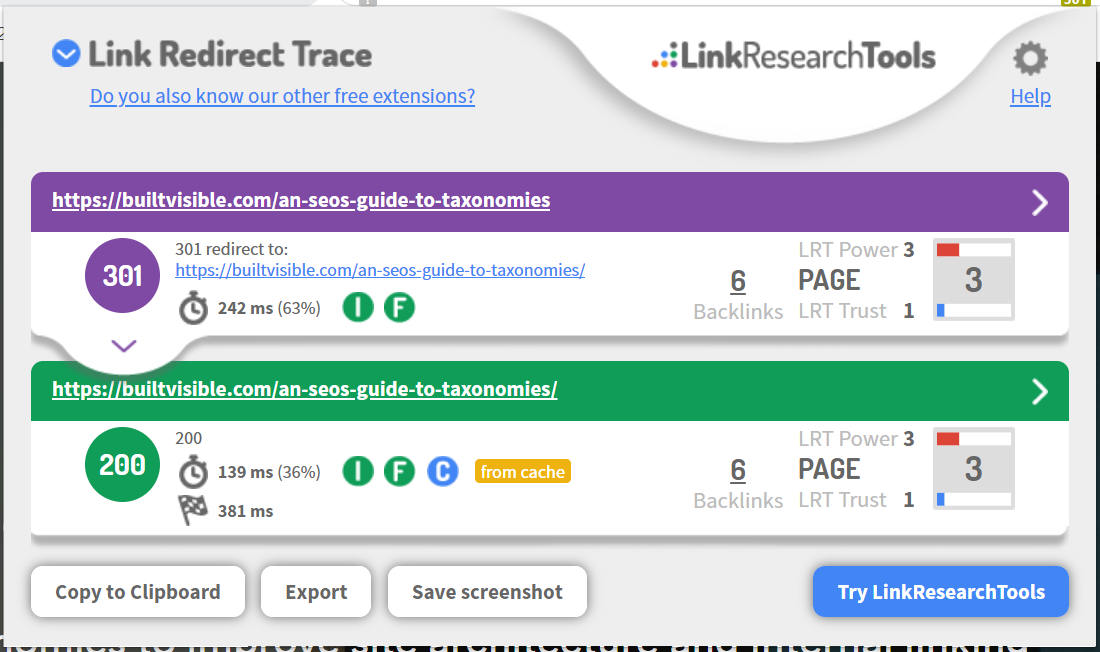 Link Redirect Trace