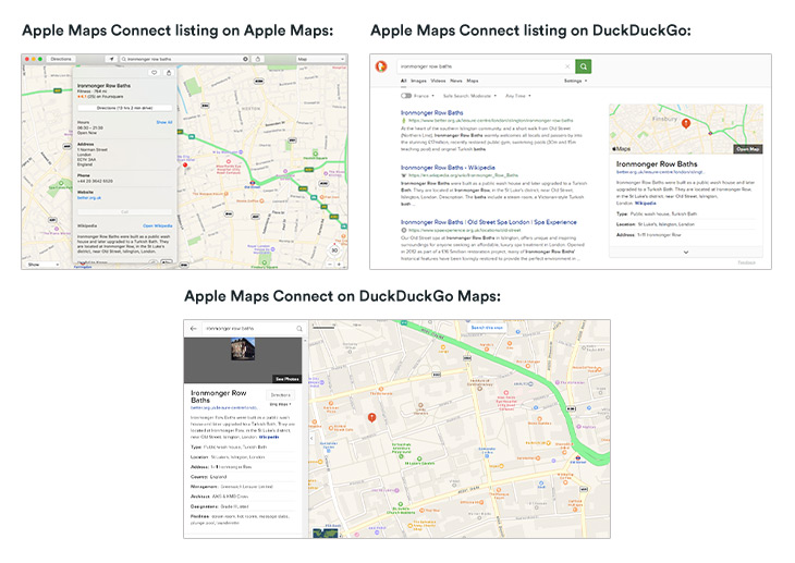 Apple maps connect listing screenshots