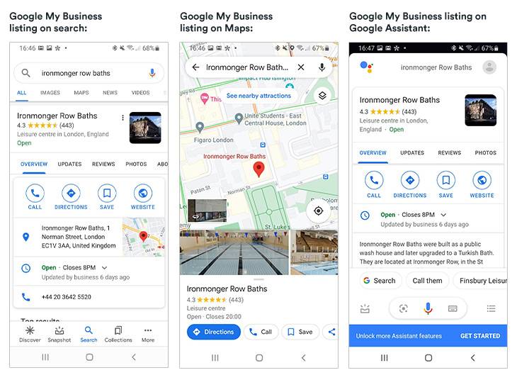 Google my business listings screenshots