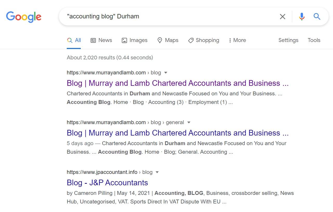 Accounting blog search query