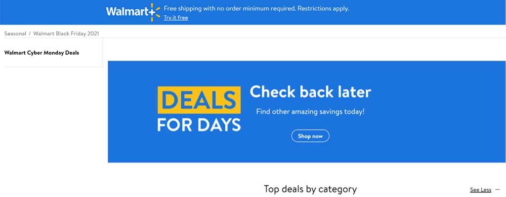 How to maximise Black Friday links for ongoing results_Walmart BF page 2020 image