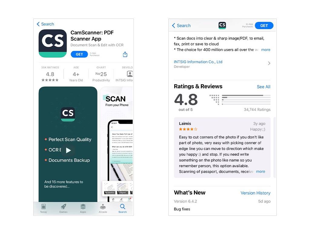 Why you should focus on optimising your app store presence in 2022_Camscanner image