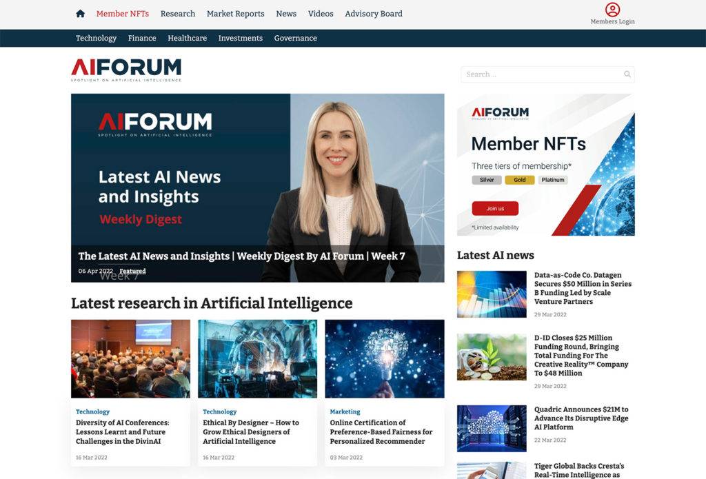 An AI news and insights website for keeping up-to-date with industry trends