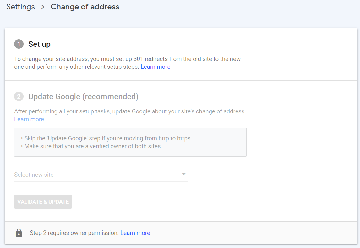 change of address in Google Console