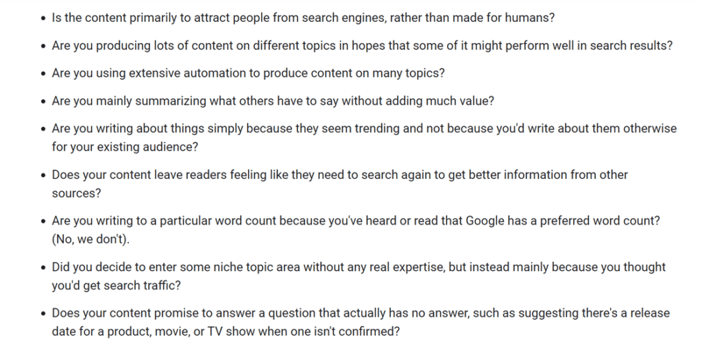 Google Helpful Content Update Questions