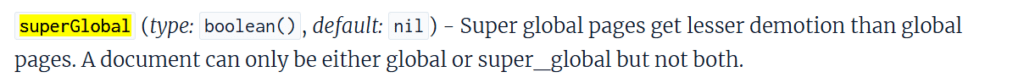 Screenshot of the leaked Google algorithm code showing a focus on "super global" pages.